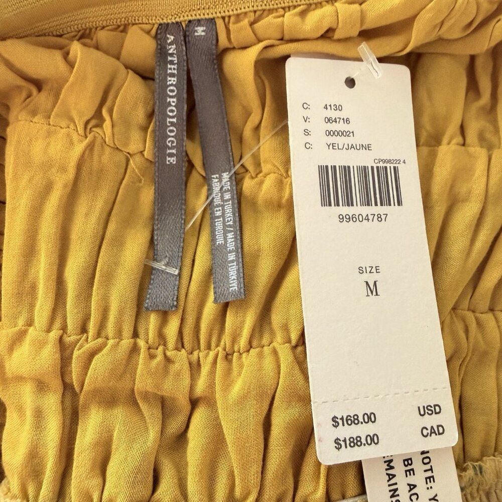 Anthropologie Yellow Strapless Floral Midi Dress - Picture 8 of 12